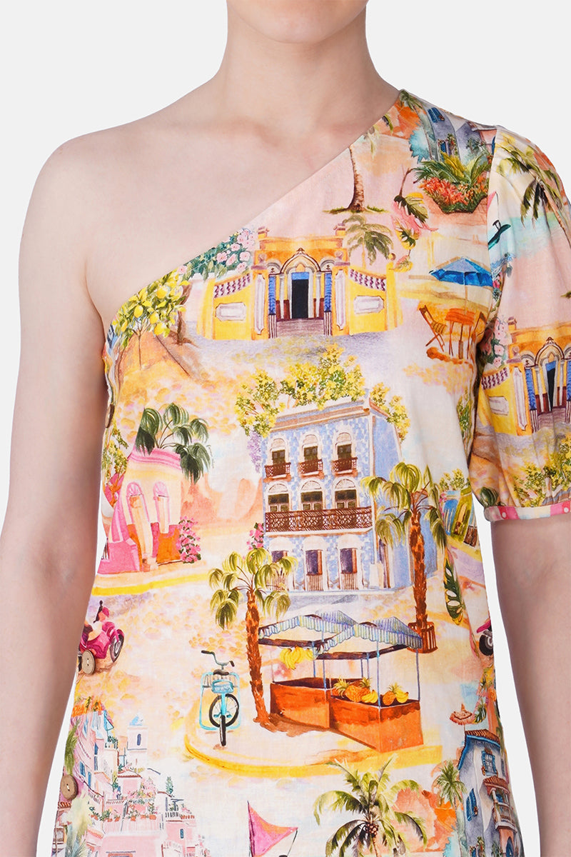 Set of 6 Summer Escape Vacation Print Short Dress(S, M & L)