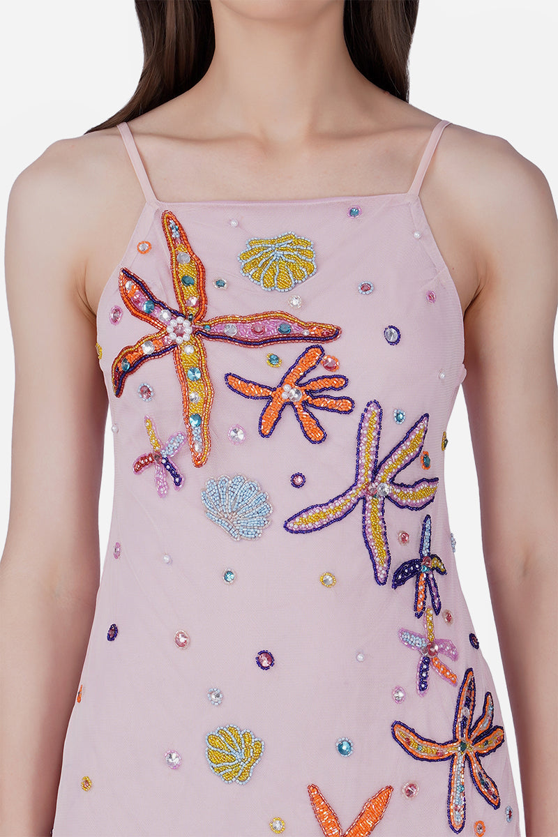 Set of 6 Pink Ocean Jewel Embellished Dress