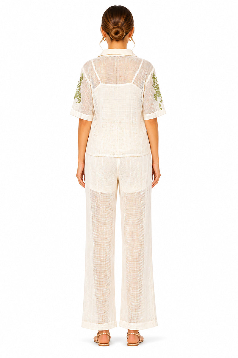 Set of 6 White Garden Muse Embroidered Lace Pants (S,M,L)