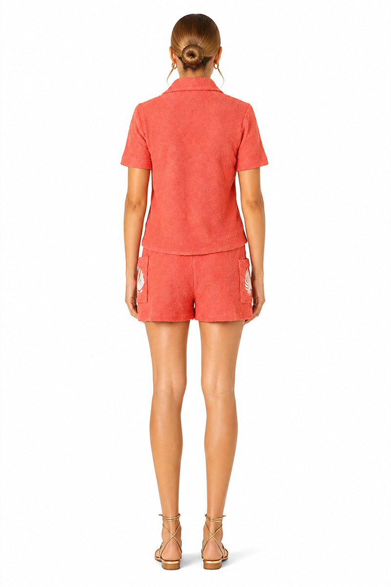 Set of 6 Coral Midsummer Terry Embrodiered Shorts (S,M,L)