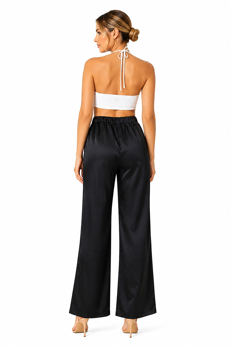 Set of 6 Black Satin Bell Bottom Pants (S, M, & L)
