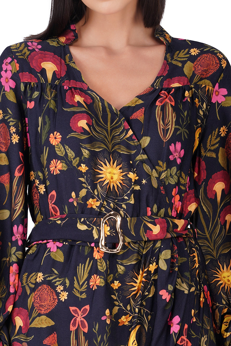Set of 6 Galaxy Garden Printed Short Warp Dress (S, M & L)