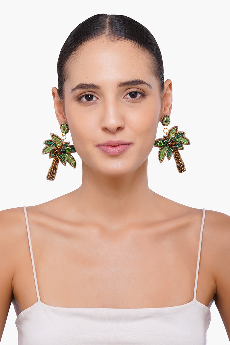 Palm Tree Beaded Earrings