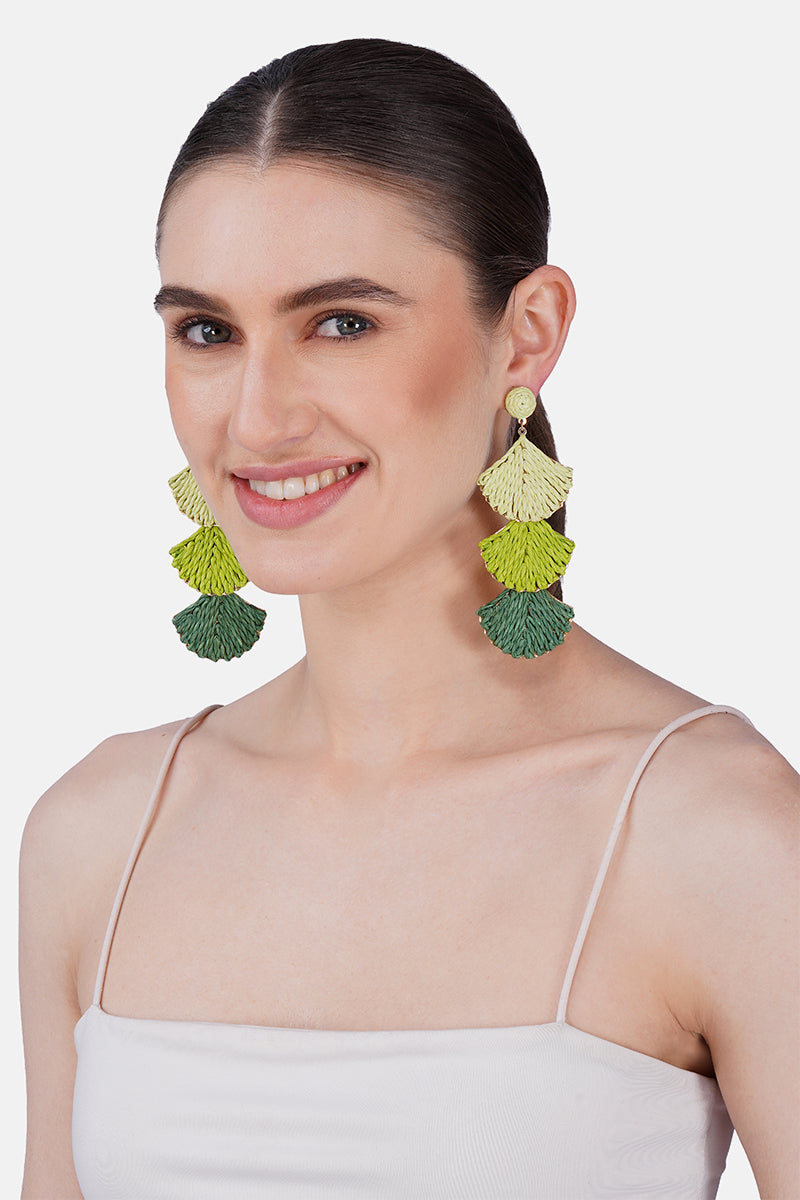 Raffia Shellscape Hand-Beaded Statement Earrings