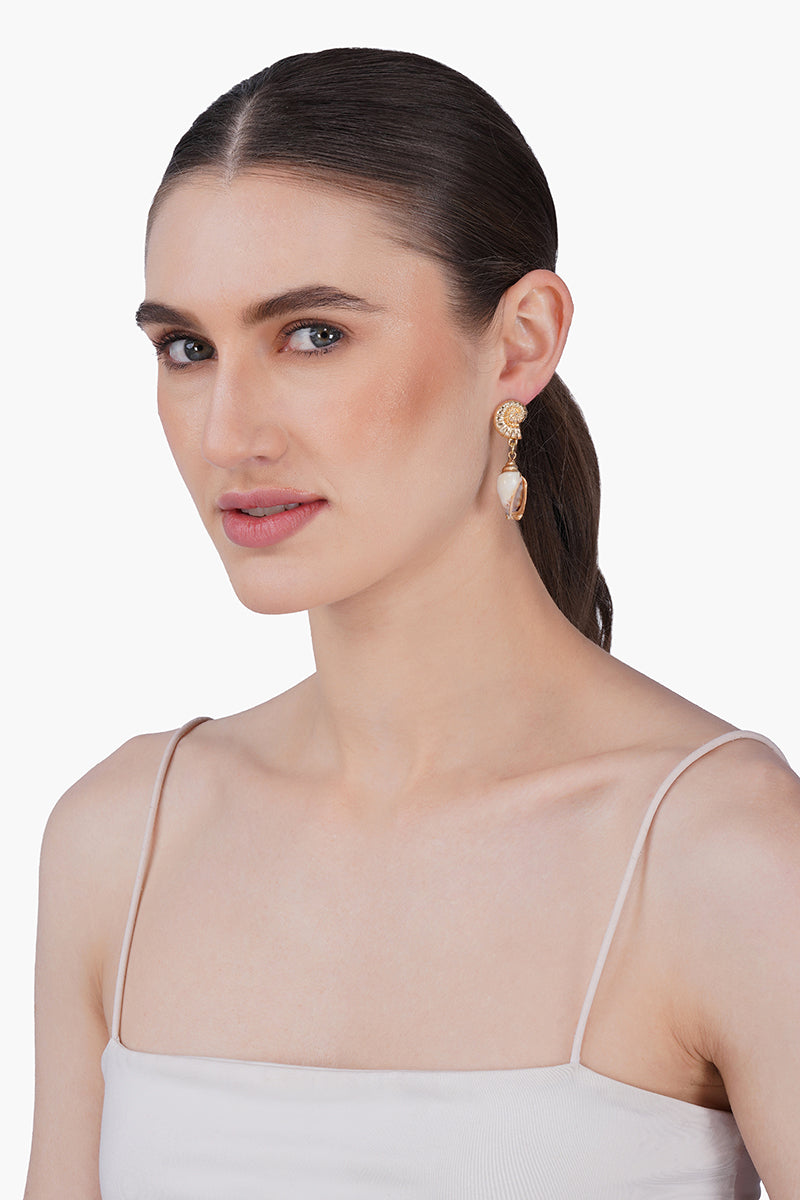 Seabreeze Conch Hand-Beaded Statement Earrings