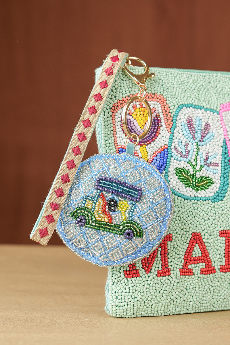 Golf Cart Ride Hand-Beaded Boho Bag Charm