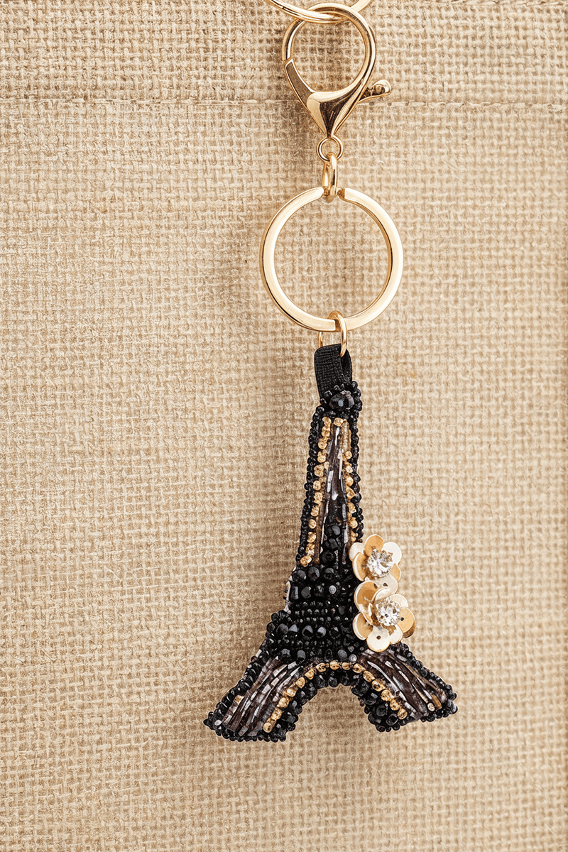 Eiffel Tower Hand-Beaded Boho Bag Charm