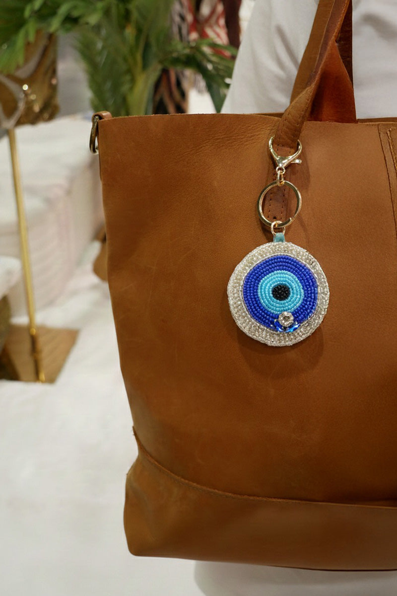 Lucky Eye Hand-Beaded Boho Bag Charm