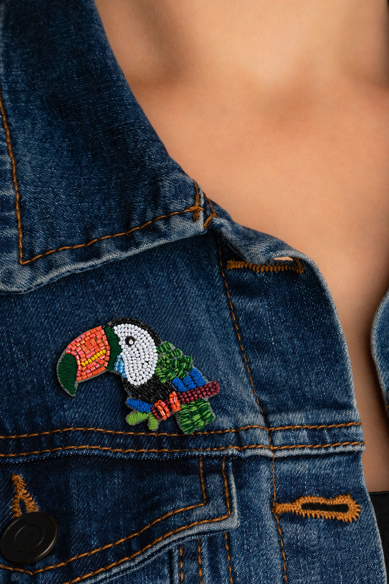 Tropical Beaded Toucan Brooch