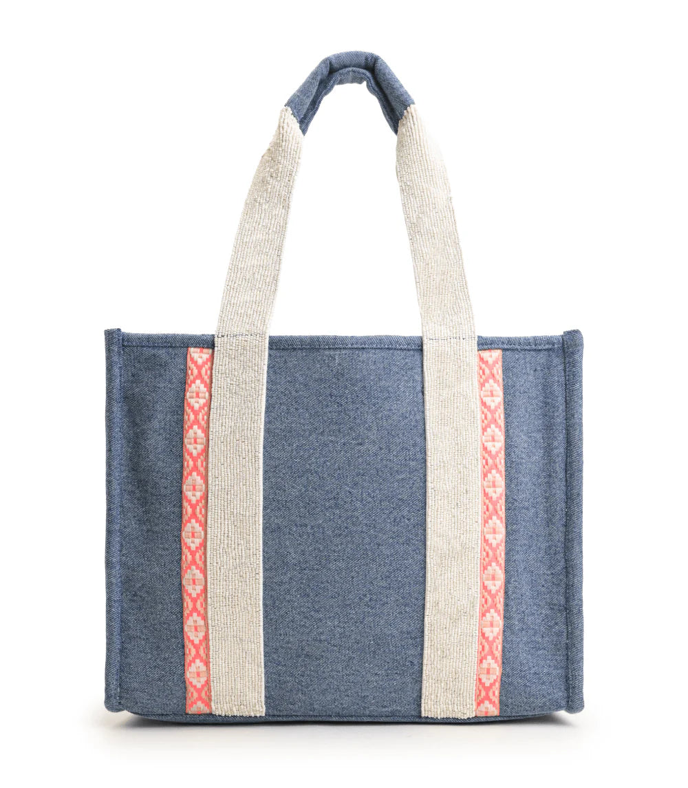 A&B Denim Beaded Tote