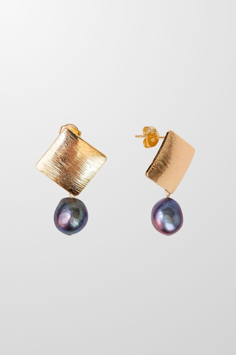 The Madrid Earrings in Tahitian Black Pearl