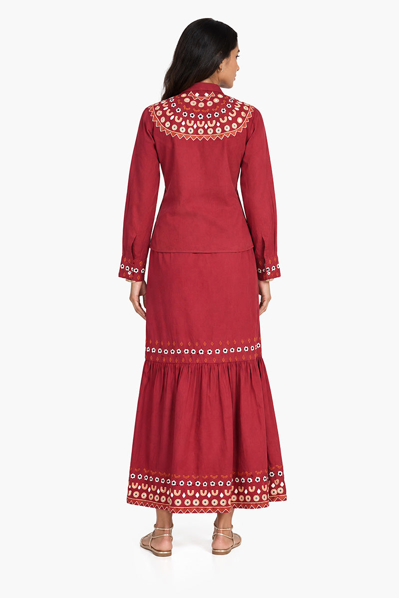 Set of 6 Artisan Embroidered Tiered Skirt (S,M,L)