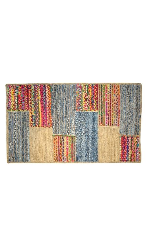 Jute-Denim Patch Multi Rug