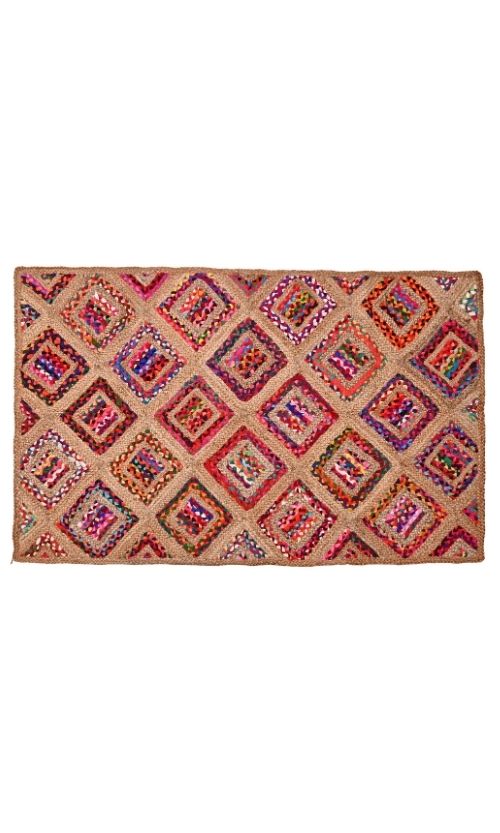 Diamond Design Jute Multi Rug