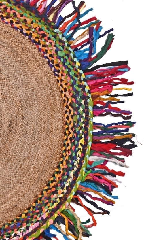 Round Jute Rug With Fringes
