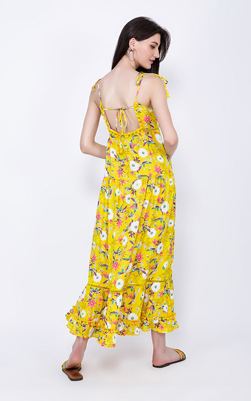 Set of 6 Sunshine Florals Pompom Maxi Dress (S,M,L)- Discarded Bellas