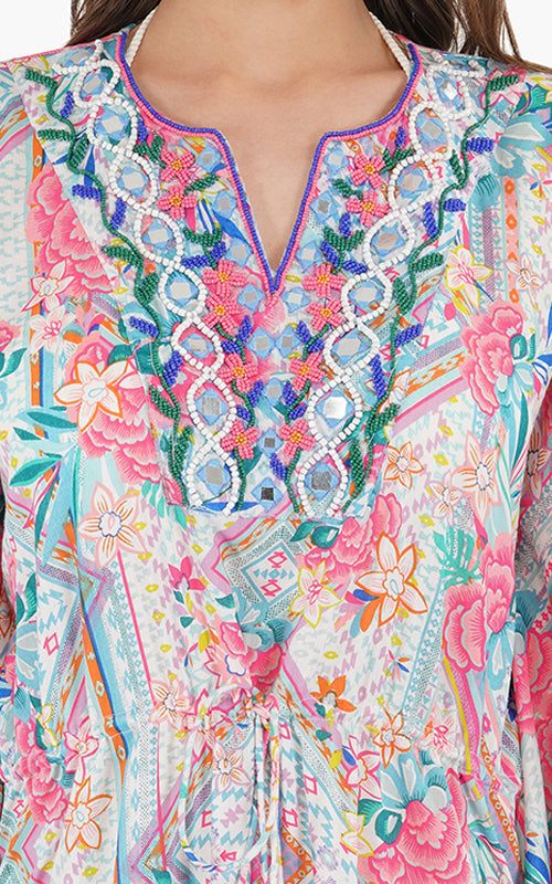 Pink Carnation Embellished Kaftan