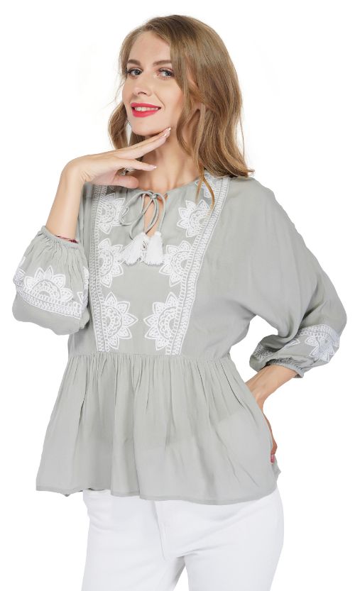 Set of 6 Grey Dawn Embroidered Blouse (S,M,L)