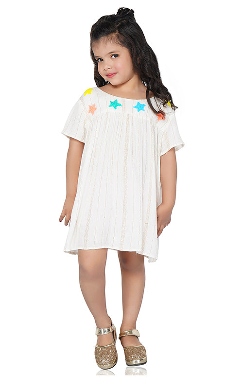 Rainbow Stars Embroidered Dress 4-7 Years