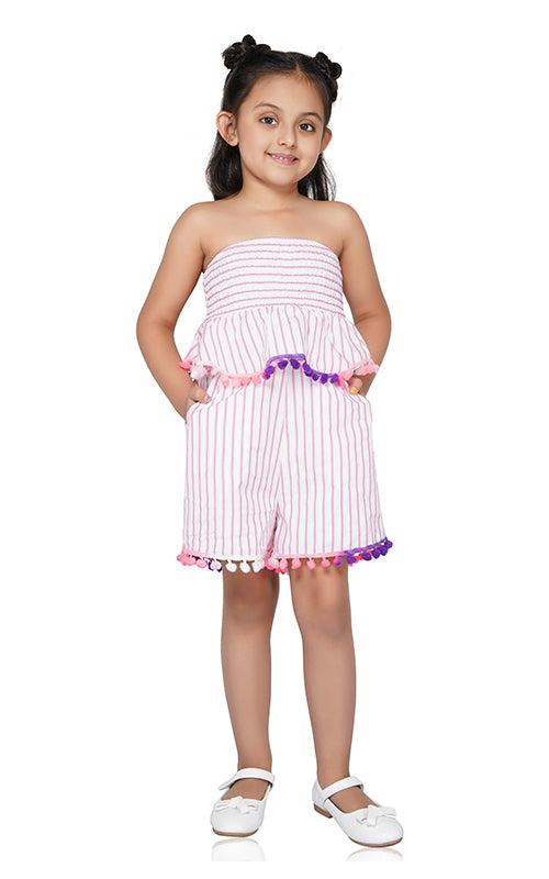 Peony Pinstripe Romper 4-7 Years