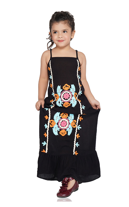 Plum Kitten Embroidered Maxi Dress  4-7 Years