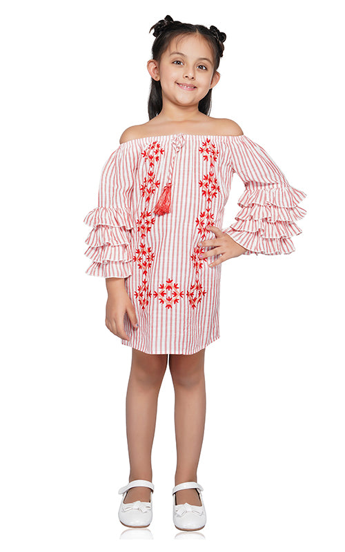 Peach Melba Embroidered Dress  4-7 Years