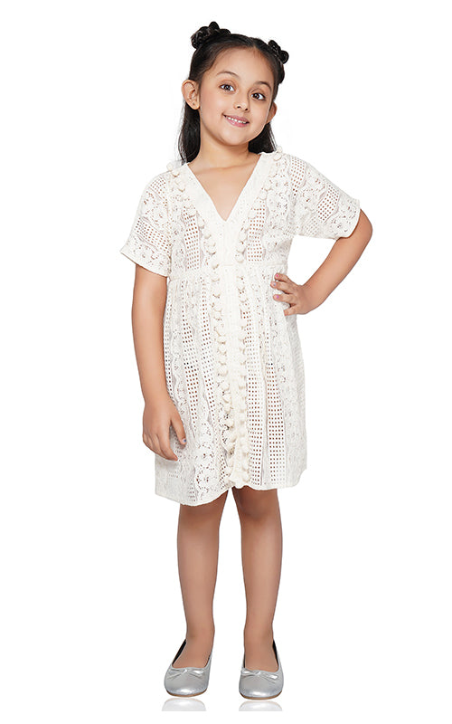 Egret Crochet Dress Cover Up 4-7 Years