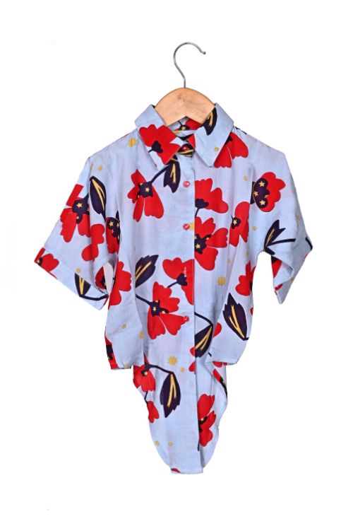 Iced Petunia Knotted Crop Top 8-12 Yrs