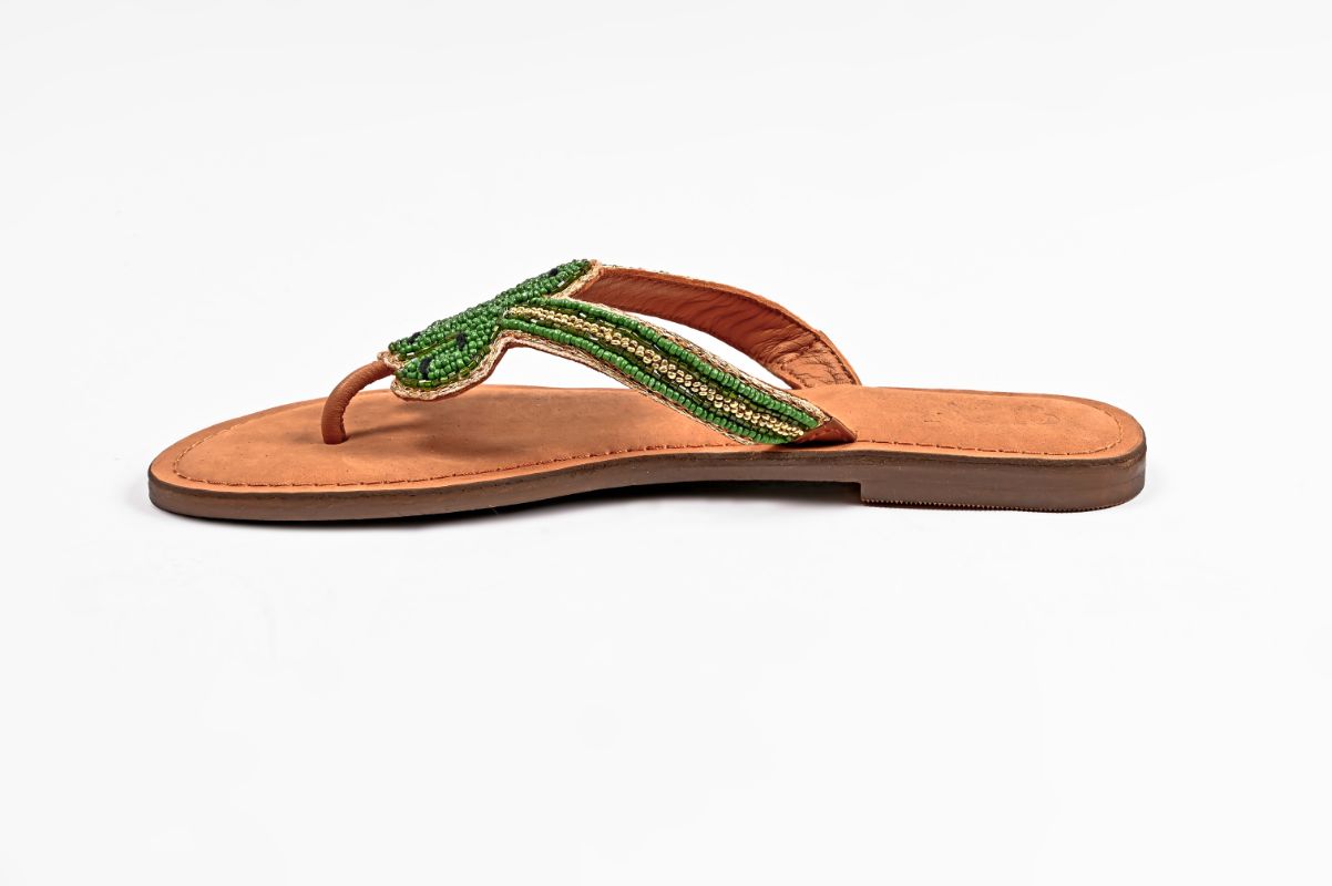 Set of Six Prickly Cactus Beaded Slider Sandals