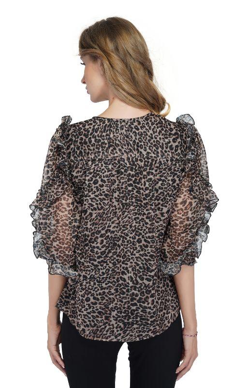 Leopard Ruffle Blouse