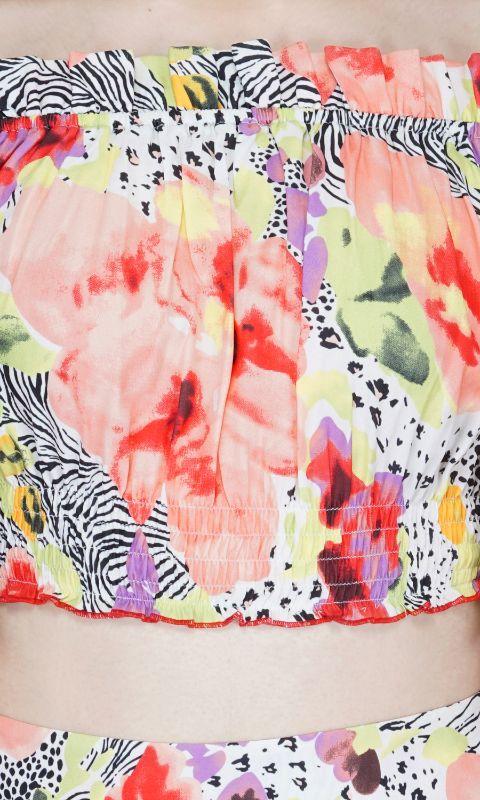Azalea Floral Dotted Ruffle cropped top