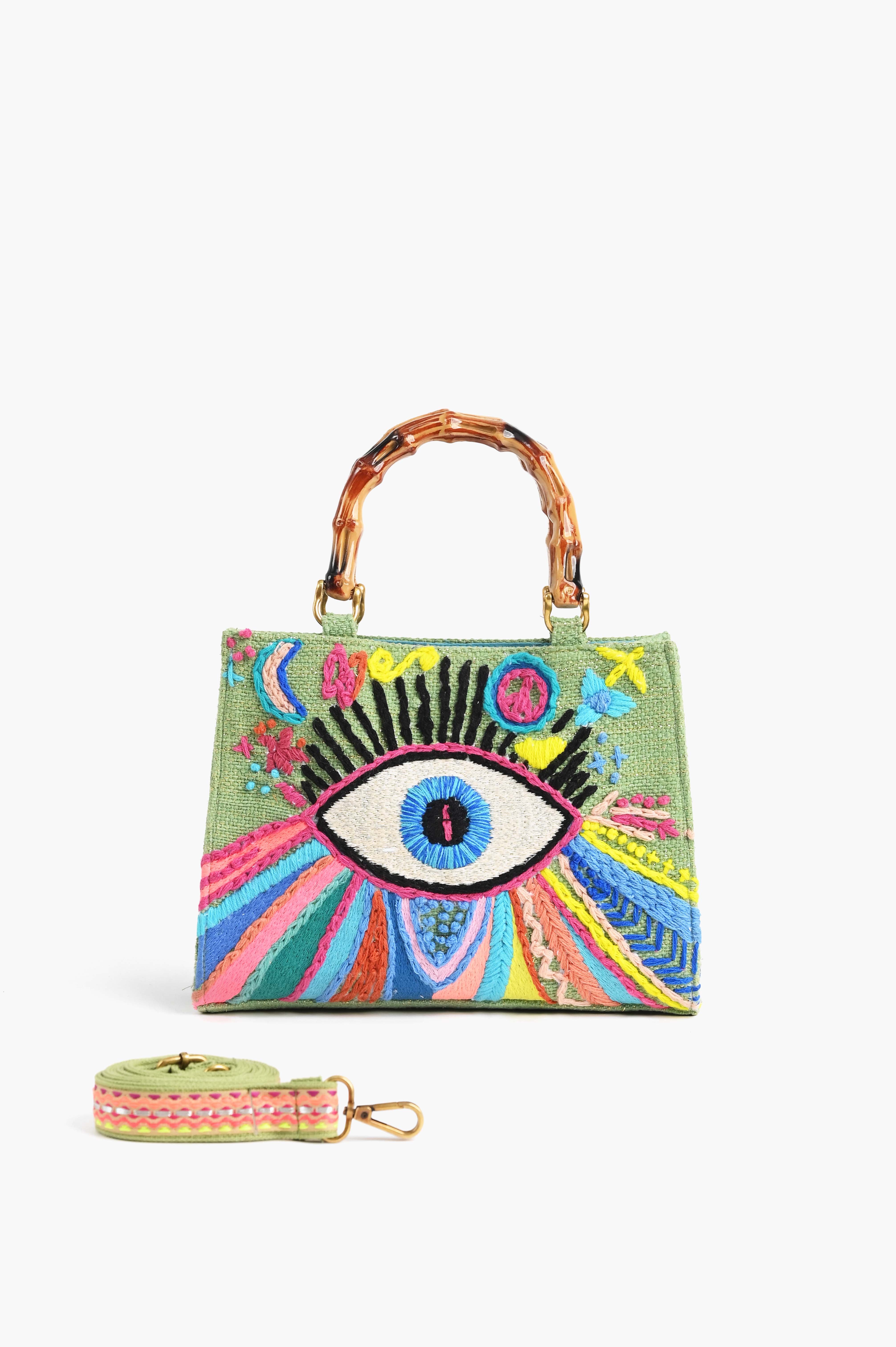 目モチーフ☆【ALDO】Matimatix 編みカゴバッグ 邪眼 evil eye Evil Eye Bag, Evil Eye Purse, Crotchet Evil Eye Bag, Woven