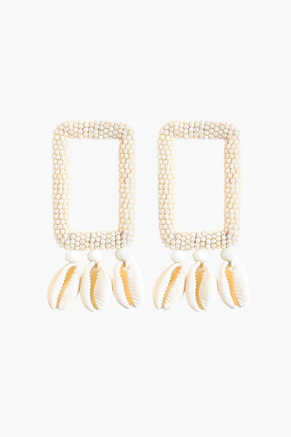 Pearl-Embellished Shell Earrings