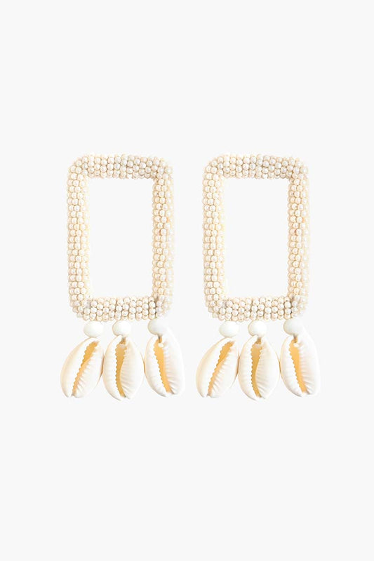 Pearl-Embellished Shell Earrings