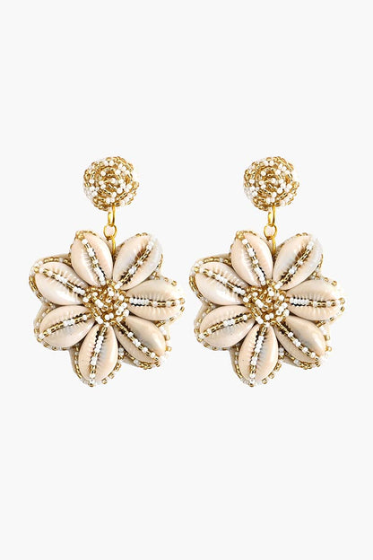 Elegant Gold and Pearl Flower Earrings