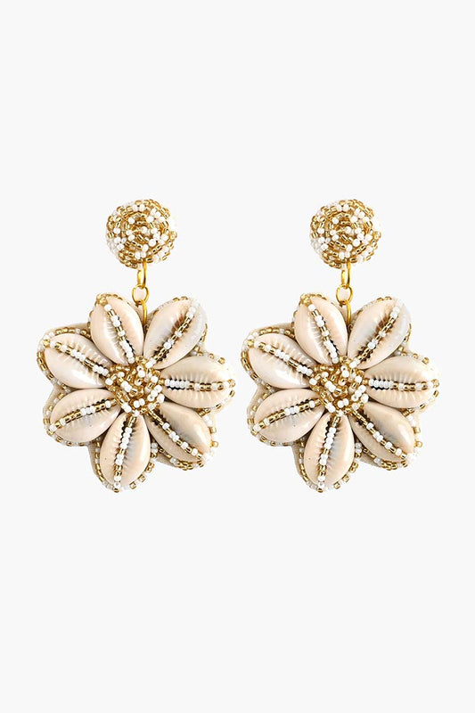 Elegant Gold and Pearl Flower Earrings