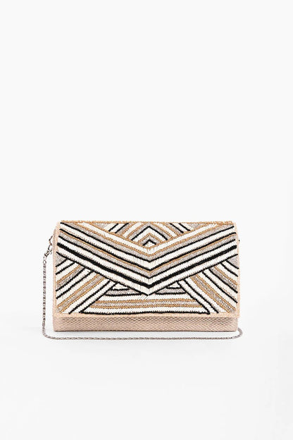 Golden Glam Hand Beaded Clutch