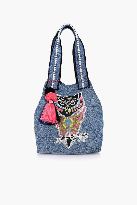 Awesome Owl Denim Tote