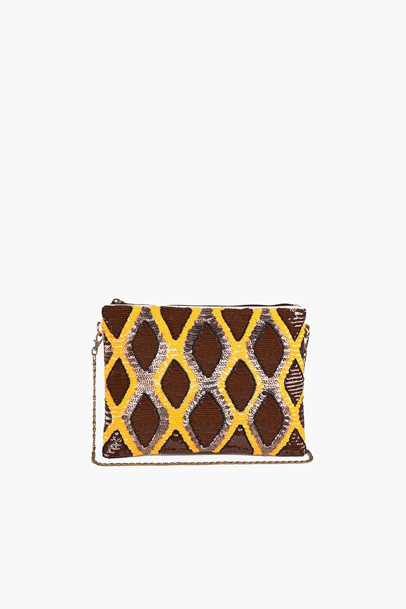 Snakeskin Embellished Clutch