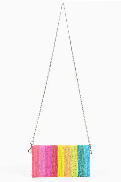 Rainbow Bee Beaded Clutch