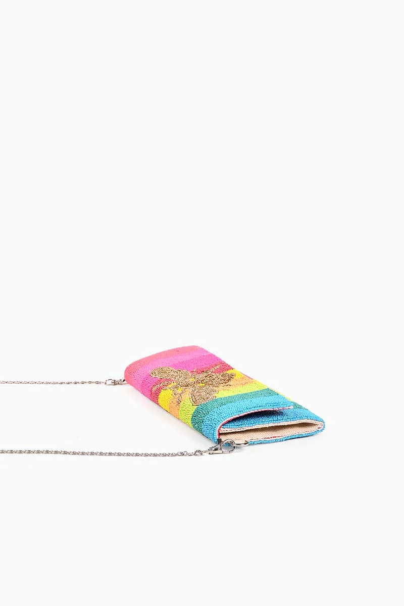 Rainbow Bee Beaded Clutch