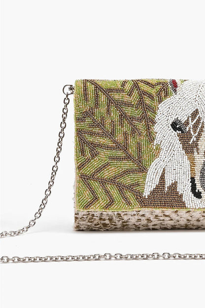 Angel Wing Horse Embellished Flap Clutch