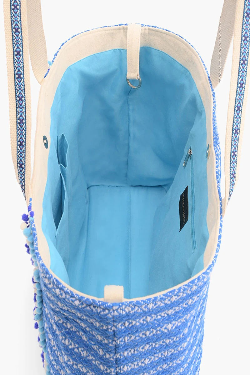 Silver Lake Blue Embellished Tote