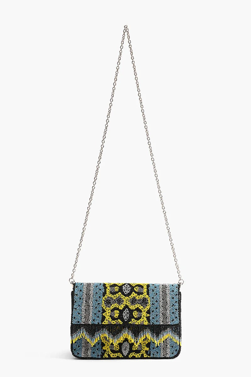 Snakeskin Bead Fringe Crossbody Bag