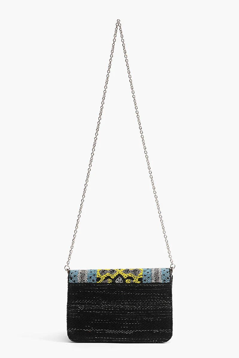 Snakeskin Bead Fringe Crossbody Bag