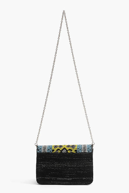 Snakeskin Bead Fringe Crossbody Bag