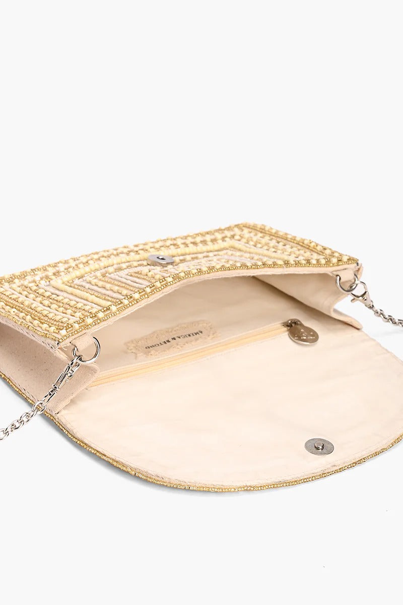 Whisper White Embellished Clutch