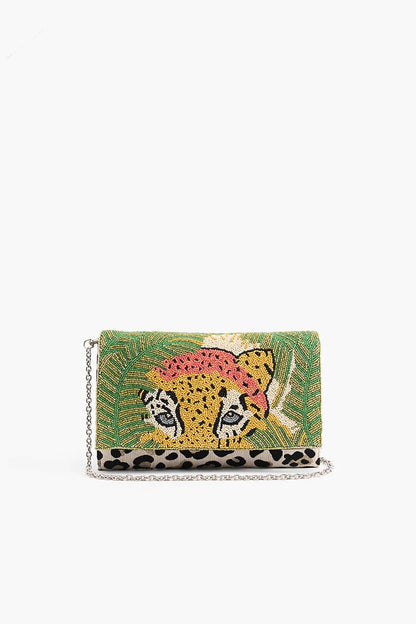 Forestry Leopard Embellished Clutch