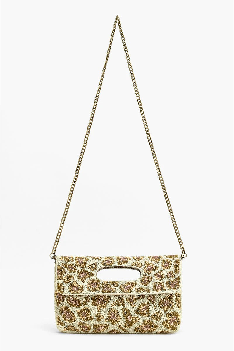 Rose Gold Leopard Clutch with Chain strap