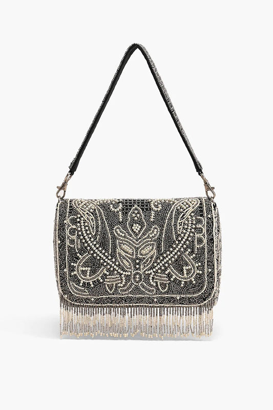 Smoked Pearl Hand Beaded Shoulder Bag